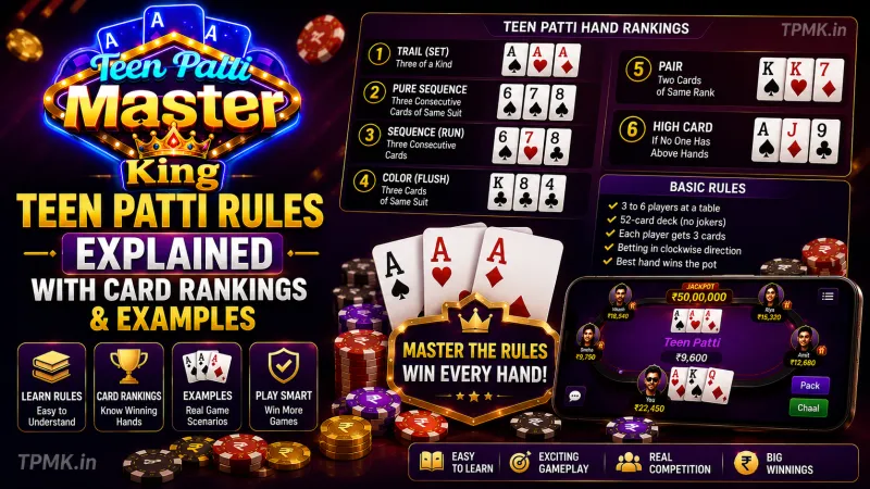 Teen Patti Rules Explained with Card Rankings & Examples | TPMK.in Teen Patti Rules Explained with Card Rankings & Examples | TPMK.in